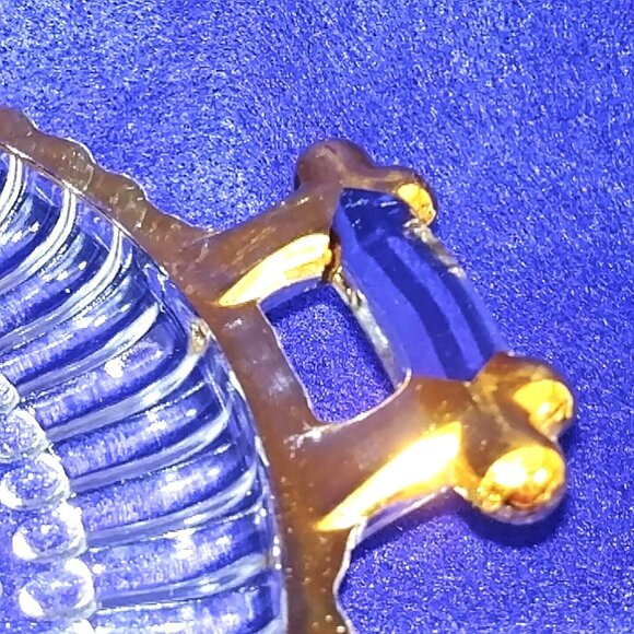 Creamer Sugar Set Jeanette Glass Co 24K Gold Decorated Hobnail Ribbed Vintage - Picture 5 of 11